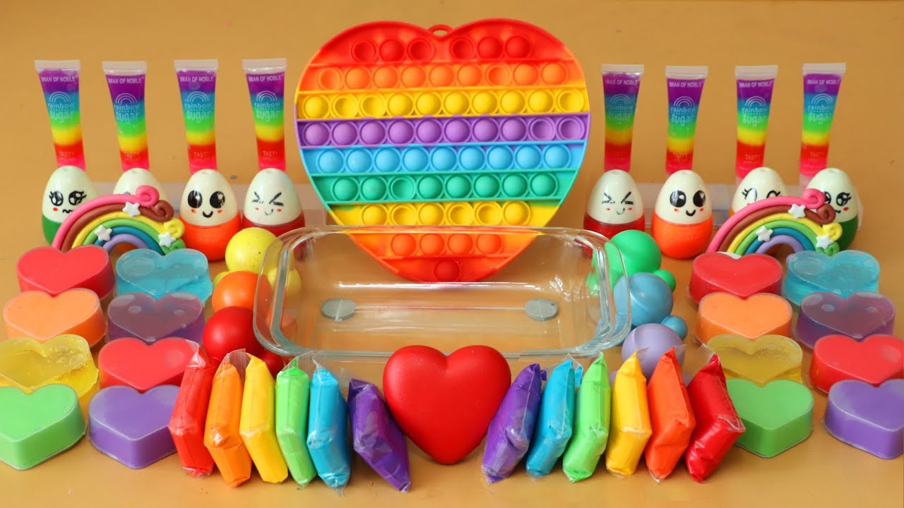 Mixing”Rainbow” Eyeshadow and Makeup,parts,glitter Into Slime!Satisfying Slime Video!★ASMR★