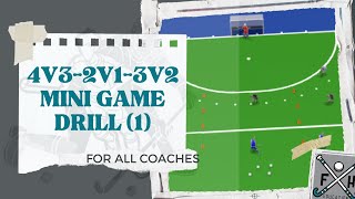 FIELD HOCKEY 4v3-2v1-3v2 MINI GAME DRILL (1) for all COACHES