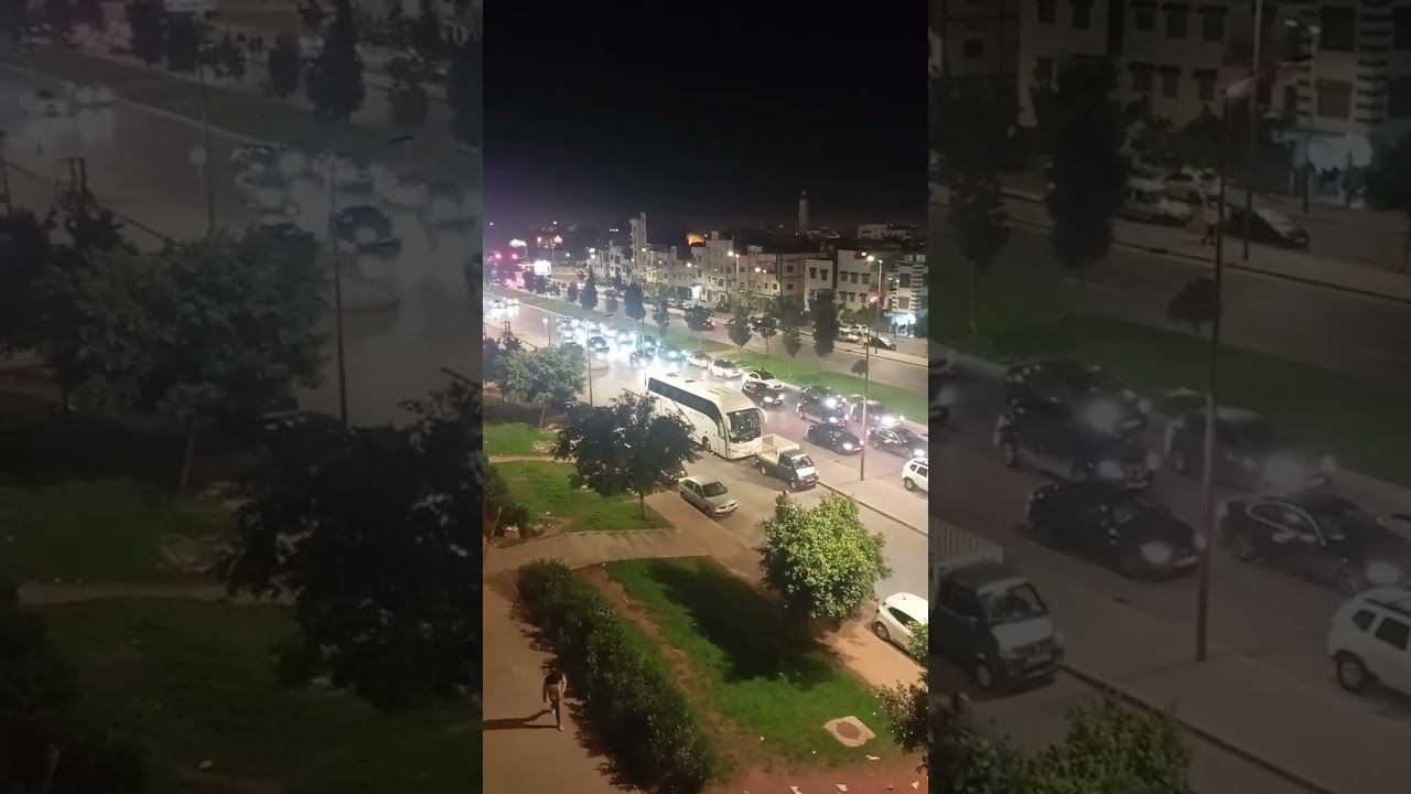 إحتفلات الجماهير المغربية عقيبا فوز المنتخب الوطني المغربي على نظيره الكاميروني وبلوغهي نصف النهائي 