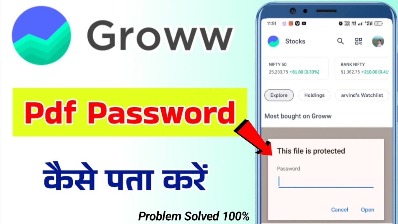 Groww app ki pdf open kaise kare // groww app pdf password - YouTube