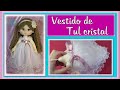 VESTIDO DE COMUNIÓN muñeca Ángela con tul cristal  video -590