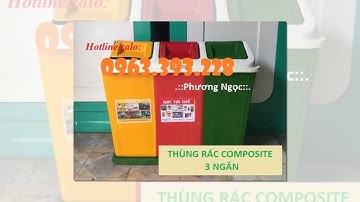 Thùng rác 3 ngăn hình mái nhà, thùng rác composite