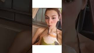 Hande Ercel hot drinking coconut🥥⚡⚡🤩