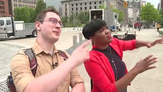 Superman: Explaining scenes of movie production in downtown Cleveland
