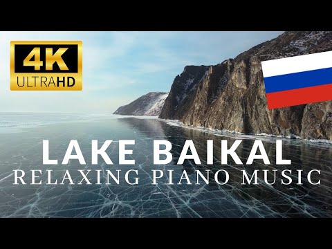 Lake Baikal, Russia 🇷🇺 by drone 4K in winter with relaxing piano music