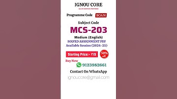MCS 203 Solved Assignment PDF 2024-25 in English, BCA/N program MCS-203 Solved assignments