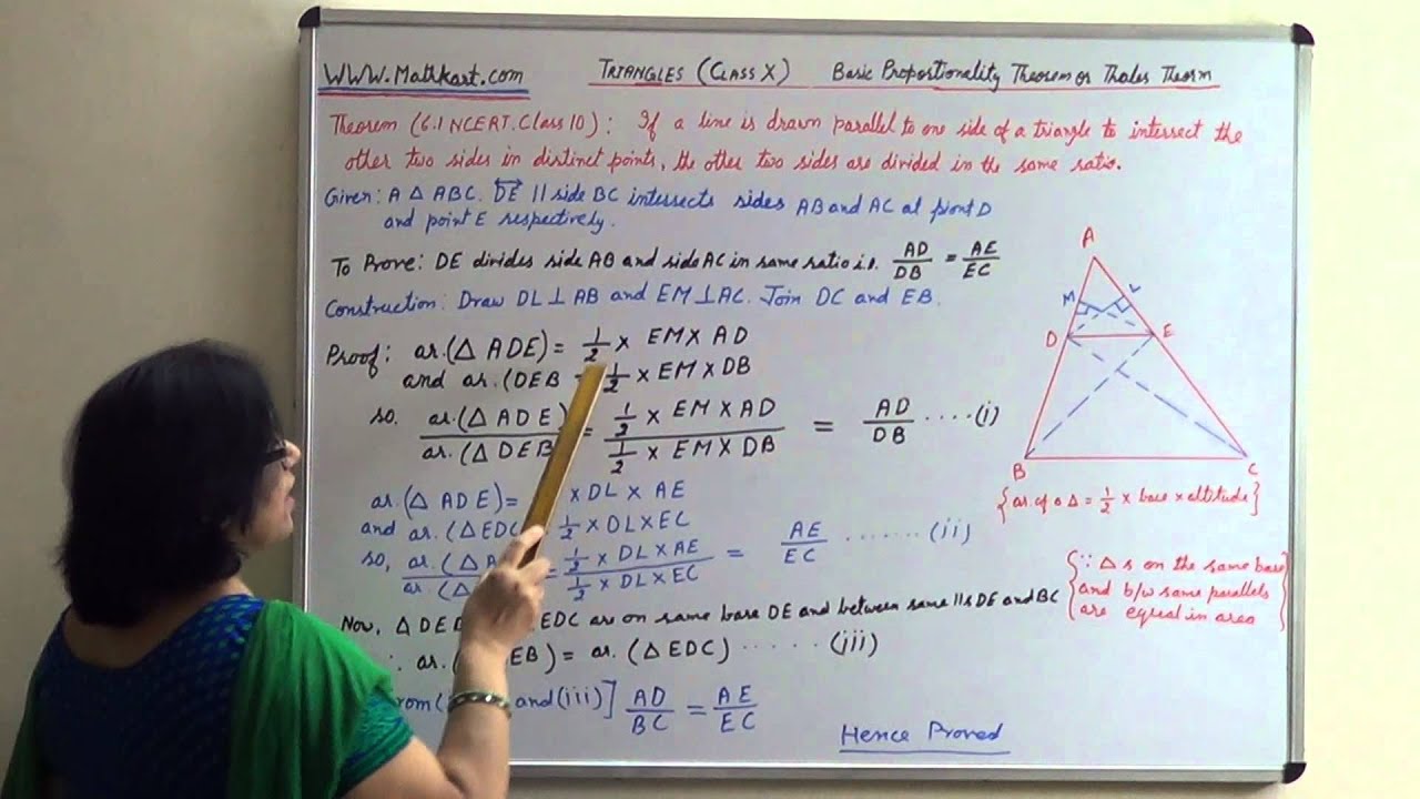 Geometry, Class 10, Basic Proportionality Theorem or Thales Theorem