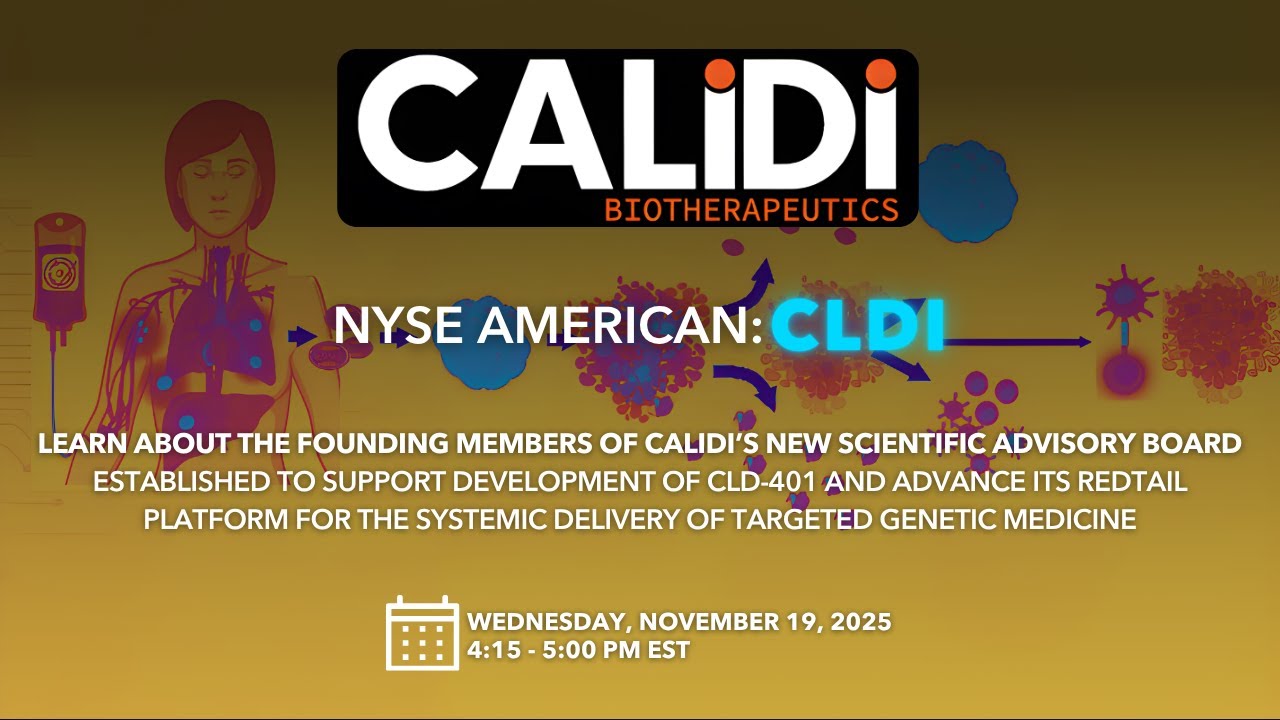 Вебинар для инвесторов Calidi Biotherapeutics (NYSE American:CLDI) – 19 ноября 2025 г.