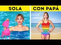 LOCOS problemas de chicas en la playa - Sola vs. con PAPÁ | PAPÁ ODIA A MI LIGUE por La La Vida