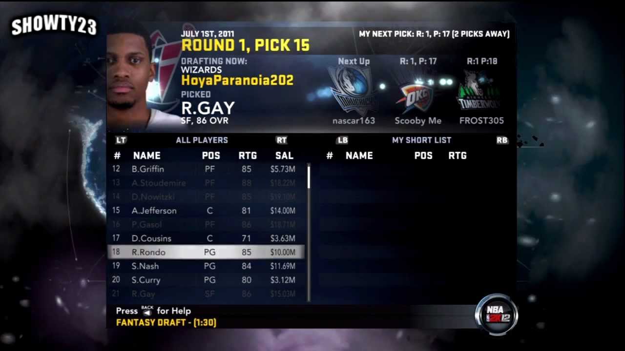 NBA 2K12 - ONLINE ASSOCIATION FANTASY DRAFT!