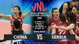 China vs Serbia  | Highlights | Women's VNL 2019