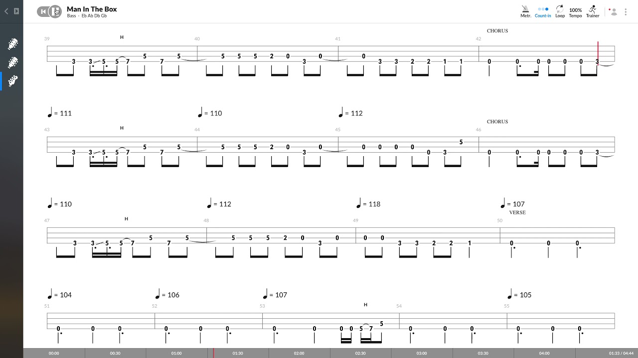 Alice In Chains - Man In A Box (BASS TAB PLAY ALONG)