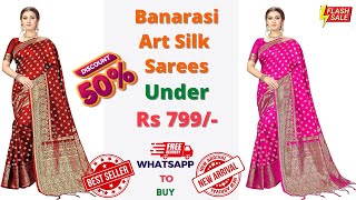 #Latest Collections Of #Banarasi #Art #Silk #Sarees Under 799 | Link In Description | #SilkSareeHaul screenshot 5