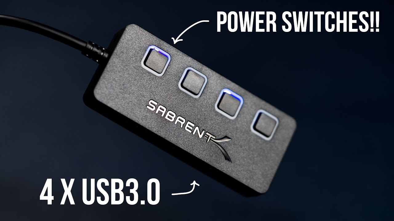  SABRENT Hub USB 2.0 de 4 puertos + cable de extensión