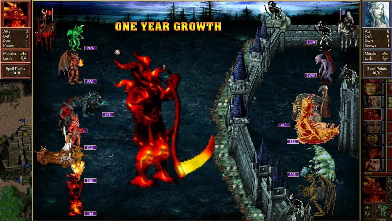 Heroes 3 COMBAT One year growth Crypt was attacked by Inferno