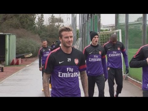 Arsenal: David Beckham trains with the Arsenal squad