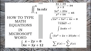 TYPING MATHEMATICAL EQUATIONS IN MICROSOFT WORD