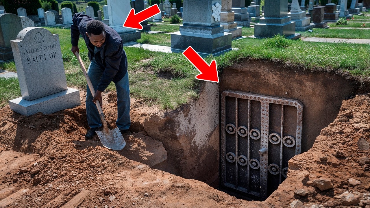 Outline Video He Dug Up His Grandfather’s Grave and Found a Hidden Door When He Opened It, He Screamed in Terror!