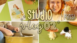 MAKING BOWLS AND ADDING PINS AND ART PRINTS TO MY ETSY SHOP | Studio Vlog 02