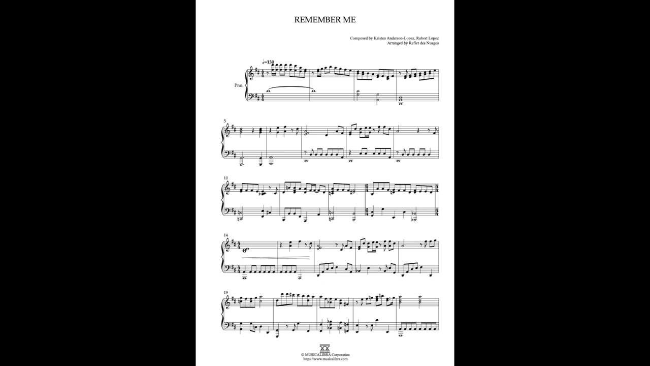 PIANO SOLO SHEET MUSIC] Remember Me : MUSICALIBRA
