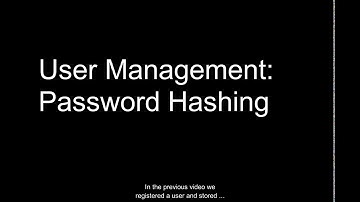 User Management: Password Hashing