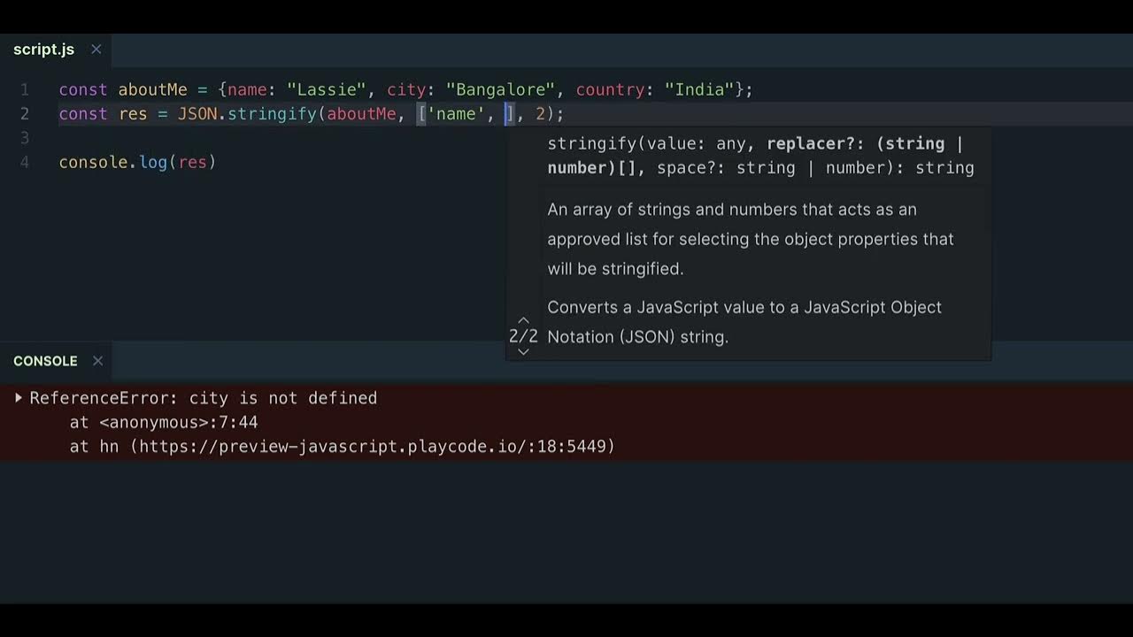 JSON.stringify - YouTube