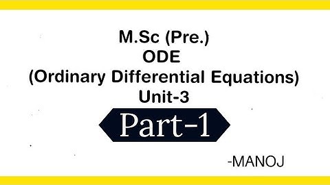 M.Sc Math ODE Unit-3 | Part-1 | Autonomous system, phase plane and critical points | ODE |