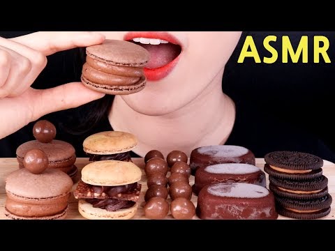 ASMR*CHOCOLATE*MACARONS+ICE CREAM+MALTESERS etc. eating sounds MUKBANG초콜릿 디저트먹방咀嚼音いろいろチョコレートデザートを食べる