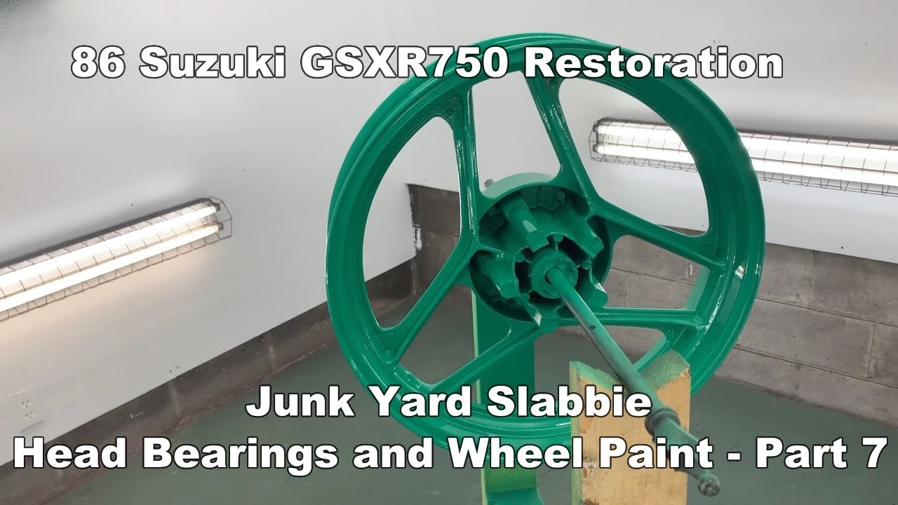 1986 Suzuki GSX-R 750 - Skoal Bandit Restoration - Part 7  - Head Bearings and Wheel Paint