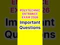 POLYTECHNIC IMPORTANT QUESTIONS 2026 || 🔴 PHYSICS || #polytechnic #shorts