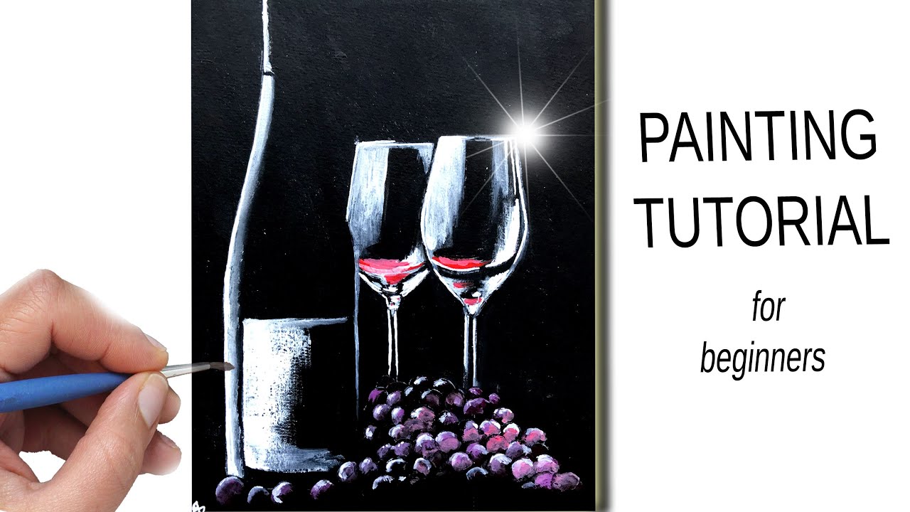 How To Paint GLASS Of RED WINE With BOTTLE Painting Tutorial Step By how-to-paint-glass-of-red-wine-with-bottle-painting-tutorial-step-by