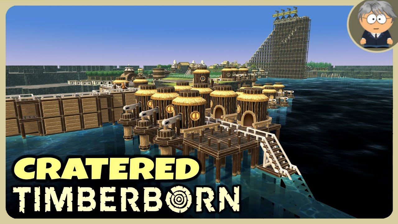 The long and flooded road - Cratered Custom Map - Timberborn Gameplay