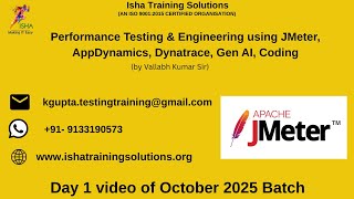 Performance Testing using JMeter  Day 1 on 7th October 2025. contact us on+91-9133190573 to enroll