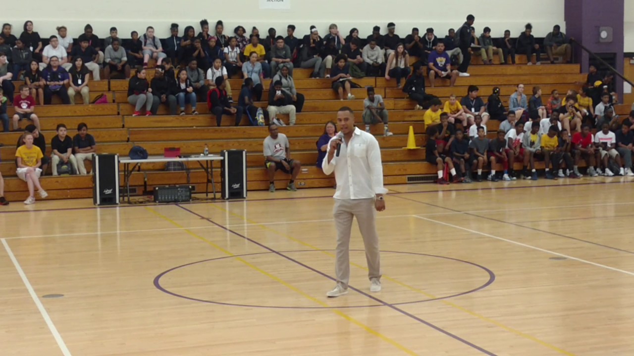 Trai Byer's visits his Alma Mater Eisenhower Middle School in Kansas