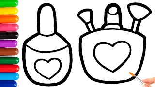 Learn Makeup Drawing And Coloring For Kids Toddlers - How To Draw Makeup Step By Step Easy Kidzaw