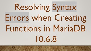 Resolving Syntax Errors when Creating Functions in MariaDB 10.6.8