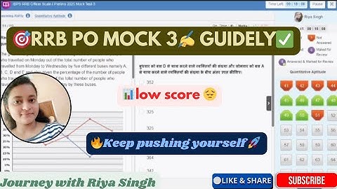 🎯GUIDELY RRB PO MOCK 3 ✍️ | 🛑MODERATE ⏰ | SHARE SCORE 📝👆|MY SCORE📊 #rrbpo #youtubevideos #ibps