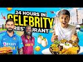 Eating at celebrity restaurants  for 24 hours challenge   mann vlogs