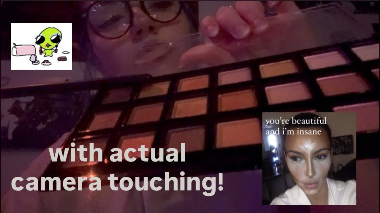 lofi asmr doing your makeup (camera touching, gum chewing, & ring sounds)