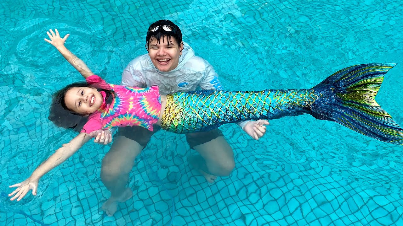 Fantasia de Sereia Infantil com Cauda Verde para Praia Piscina no