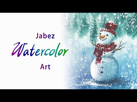 浪漫雪景水彩畫 / 如何畫雪人《DIY彩繪系列 #49》