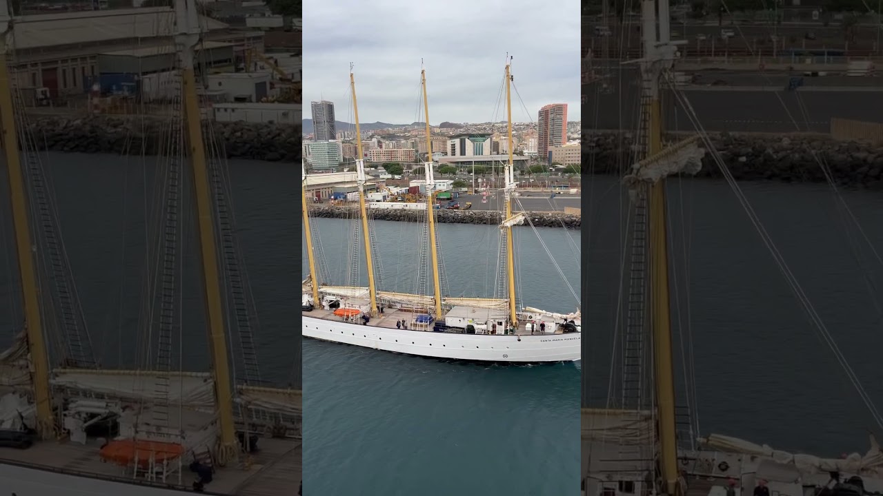 Another sail training ship entering Marina Santa Cruz Port | #tenerife#spain 🇪🇸