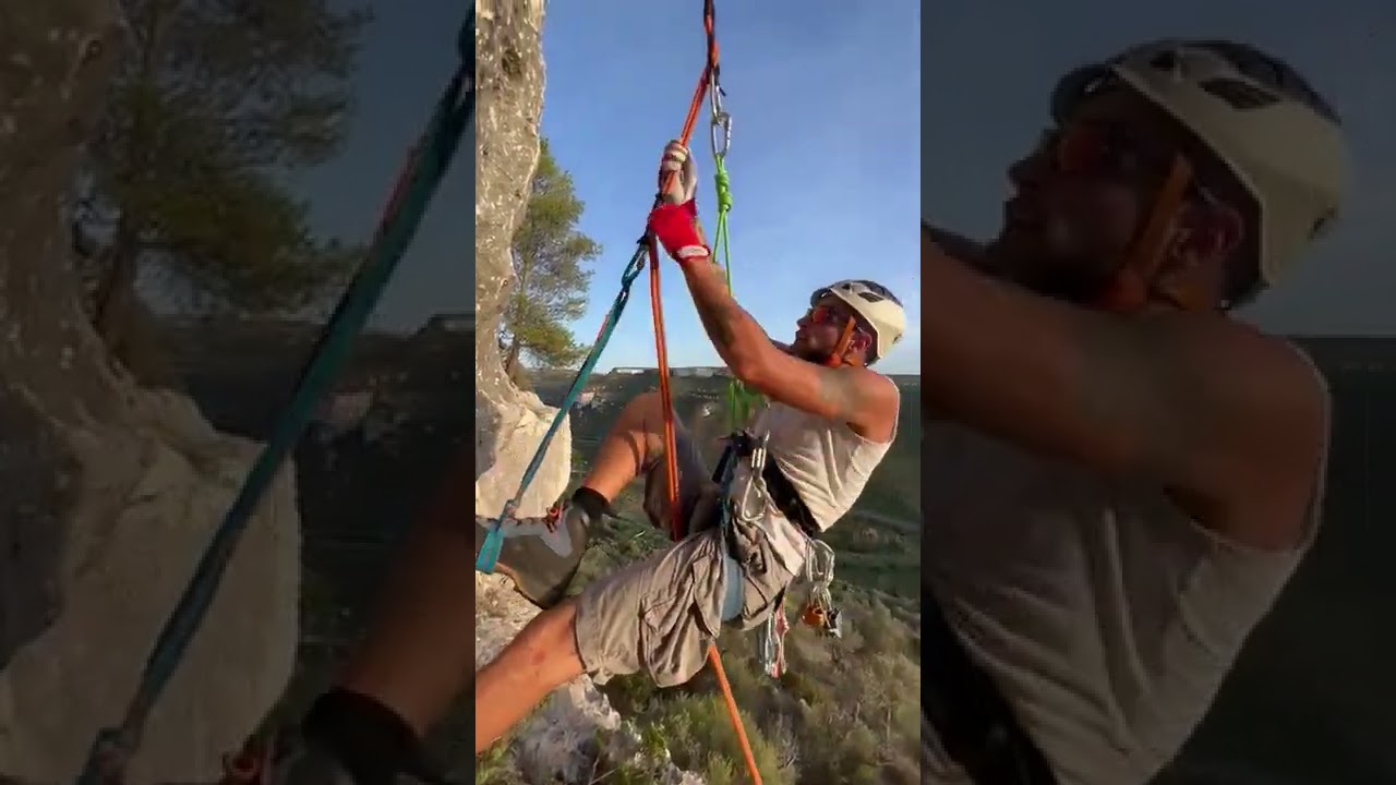 Risalita su corda doppia dopo la calata con piastrina gigi