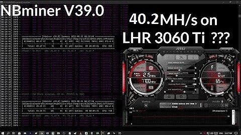 ETH Hashrate on RTX 3060 Ti LHR NBminer v39.1 [40.2 MH/s]