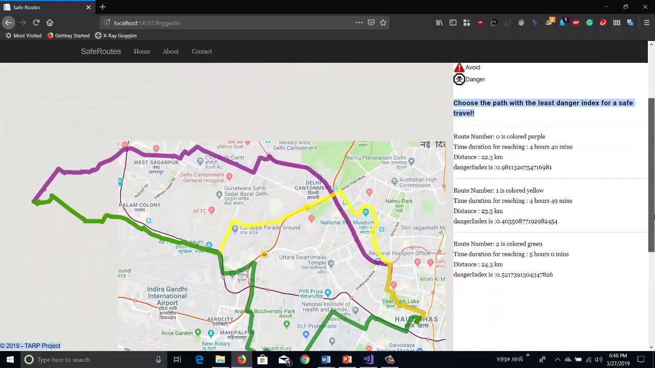 SafeRoutes-Geographical Profiling of Routes Based on Security and Surveillance