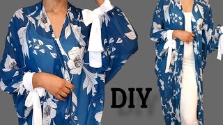 ✂️Sew a Kimono Dress Tutorial. DIY maxi cardigan. Stylish Abaya design. Beginner sewing NO PATTERN!