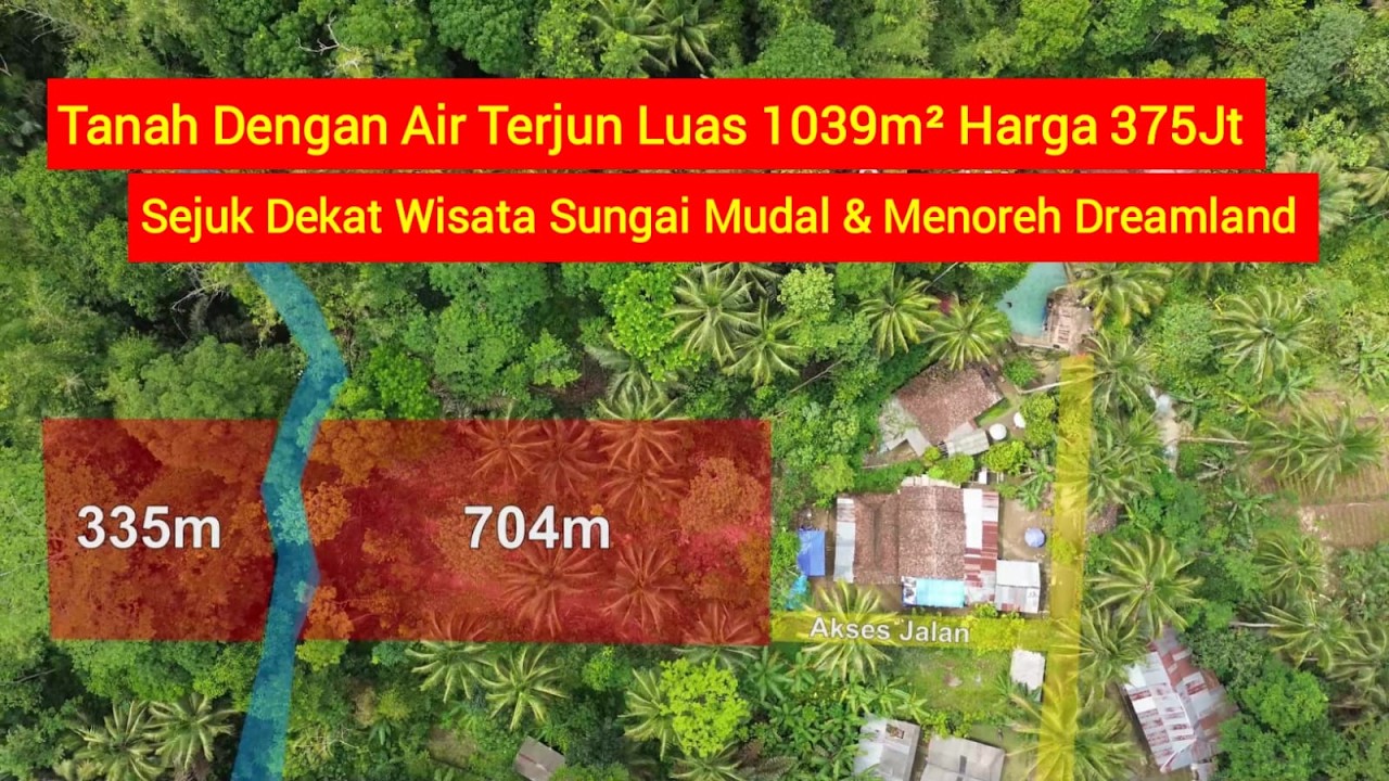 Tanah Dengan Air Terjun! Luas 1039m² Harga 375 Juta! Lokasi Sejuk, Samping Sungai Mudal!