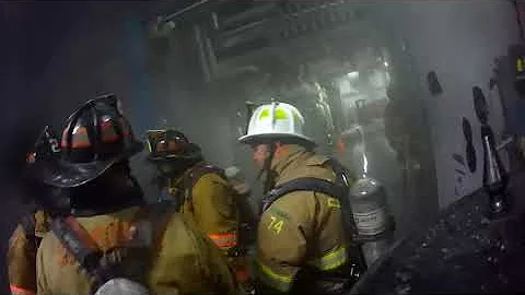 Commercial structure fire, response and helmet cam