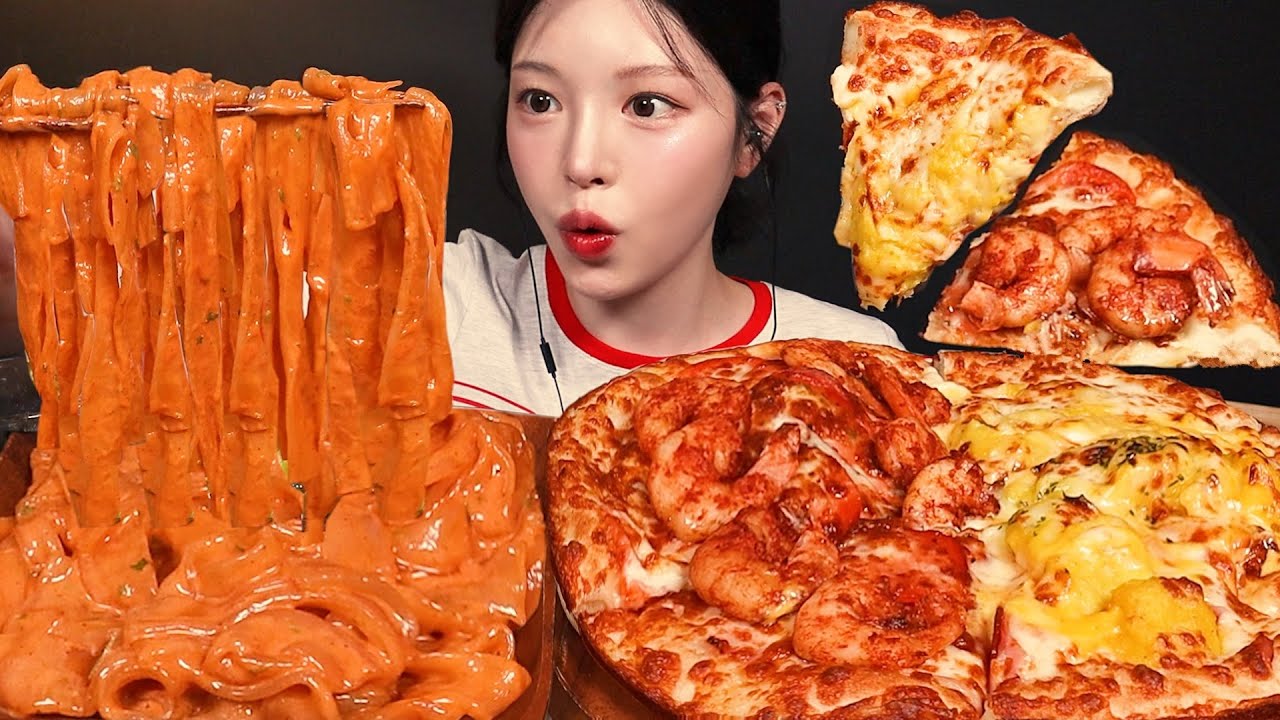 SUB)페퍼로니 & 고구마 토핑가득 뚱피자 먹방🍕새로나온 까르보불닭까지! 단짠단짠 편의점 꿀조합 Pizza & Carbo Buldak Noodles Mukbang Asmr