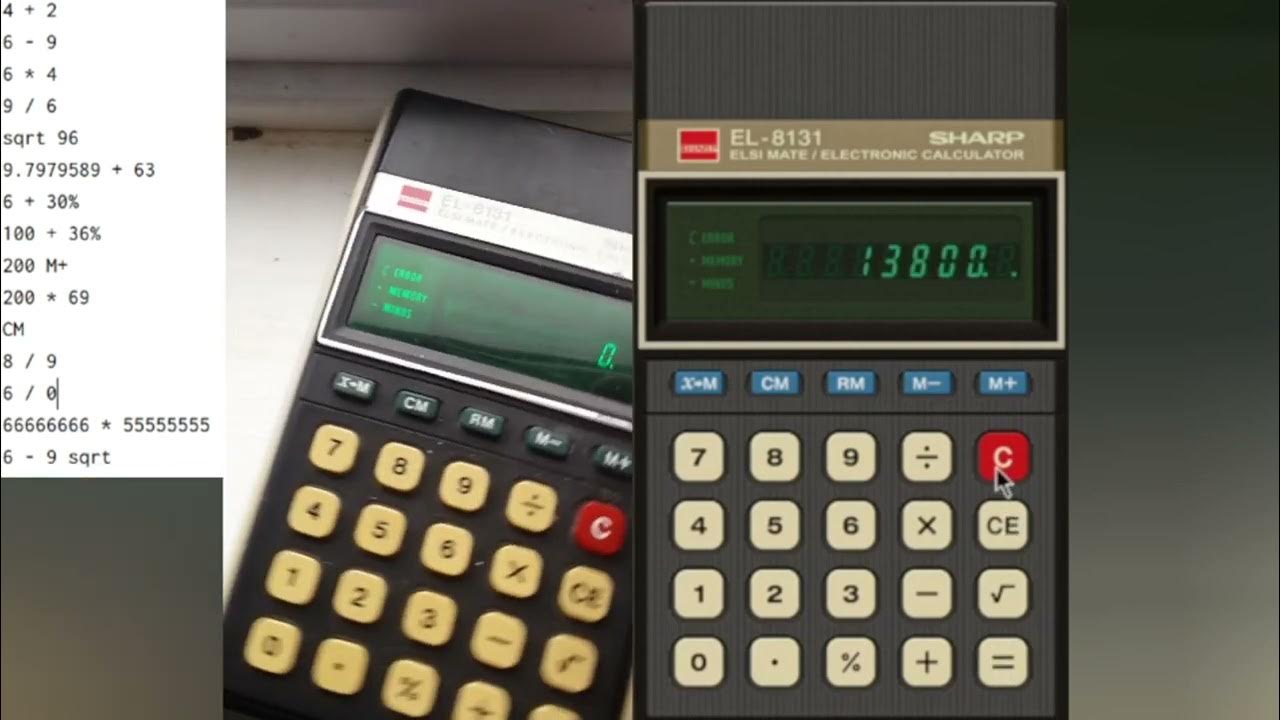 Sharp EL8131 calculator emulator vs. real life calculator comparison